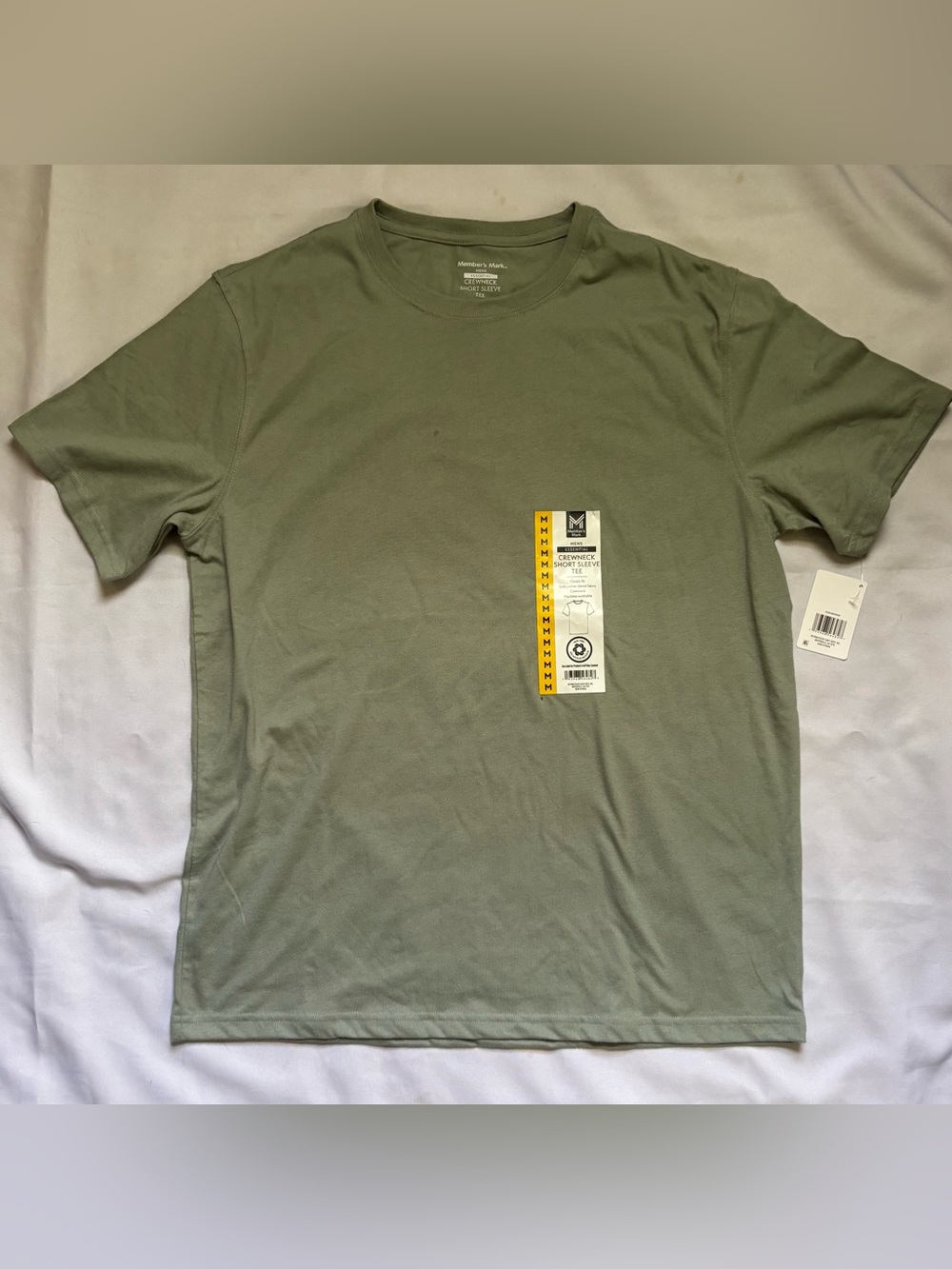 Members Mark Mens Classic Crew Neck Tee in Light Blue/Green Sz M